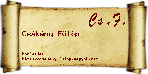 Csákány Fülöp névjegykártya
